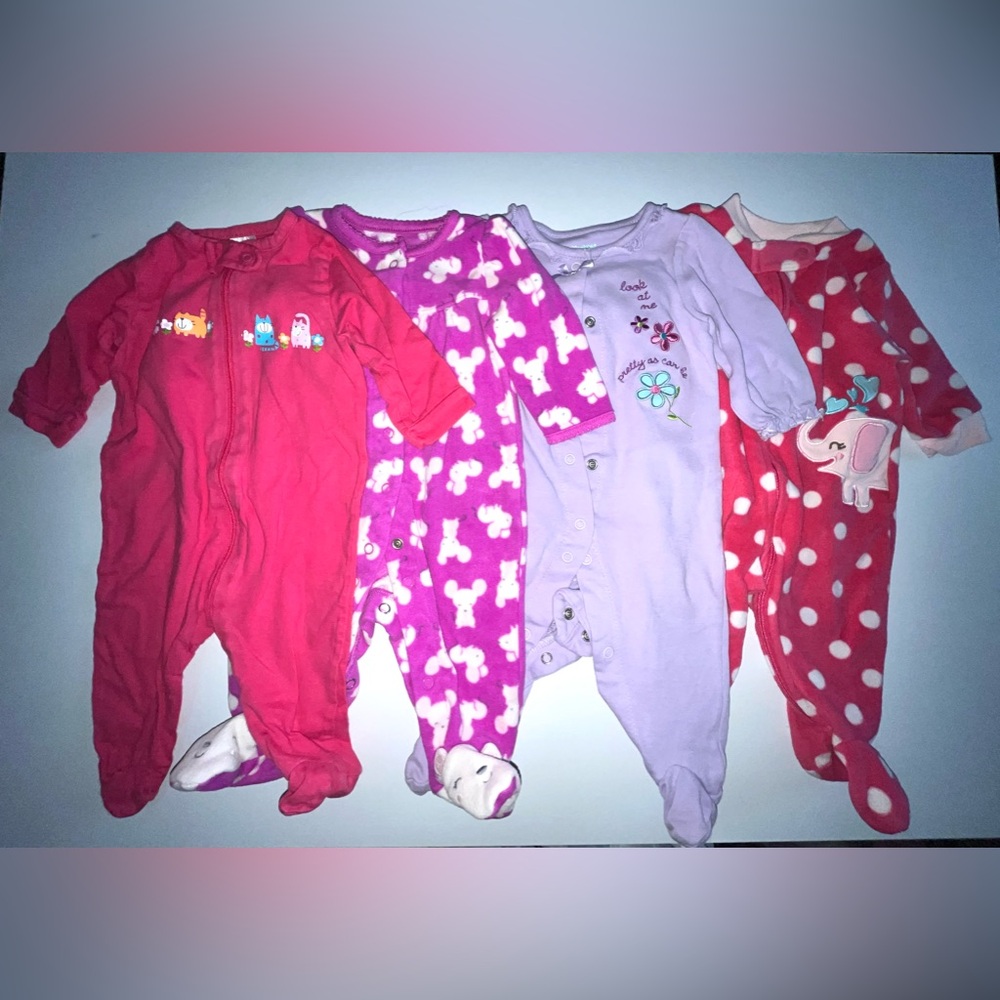 # 17 Baby Girl 3M Sleep  N Play 4 Items  2 Cotton 2 Items carters Polyester